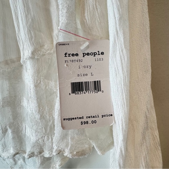 Free People Rainy Days Gauzy Swing Top Peasant Blouse, White, Size M, NWT - Picture 8 of 12